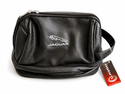 Lederen Asbri Toilettas – met Geborduurd Jaguar Logo - Thom's Golfgear