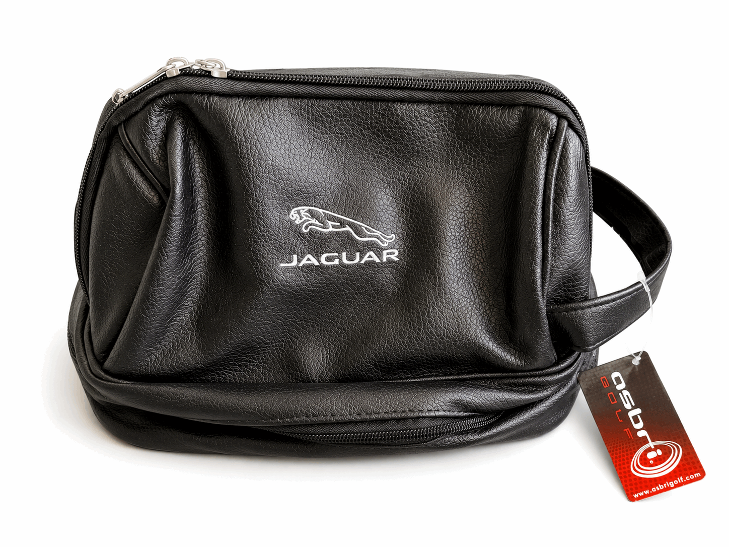 Lederen Asbri Toilettas – met Geborduurd Jaguar Logo - Thom's Golfgear