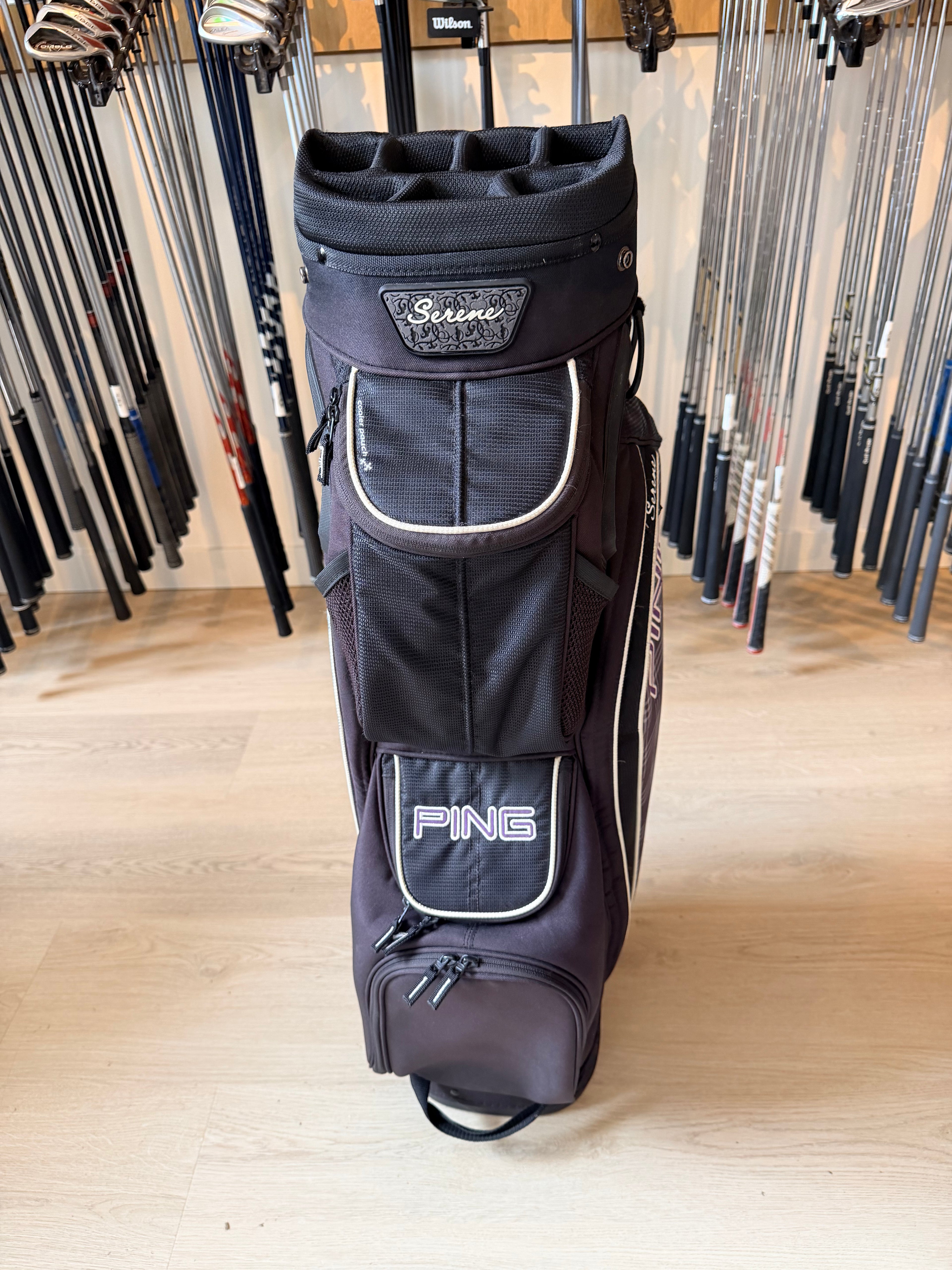 PING Serene Cartbag – Zwart/Paars – 14-Vaks