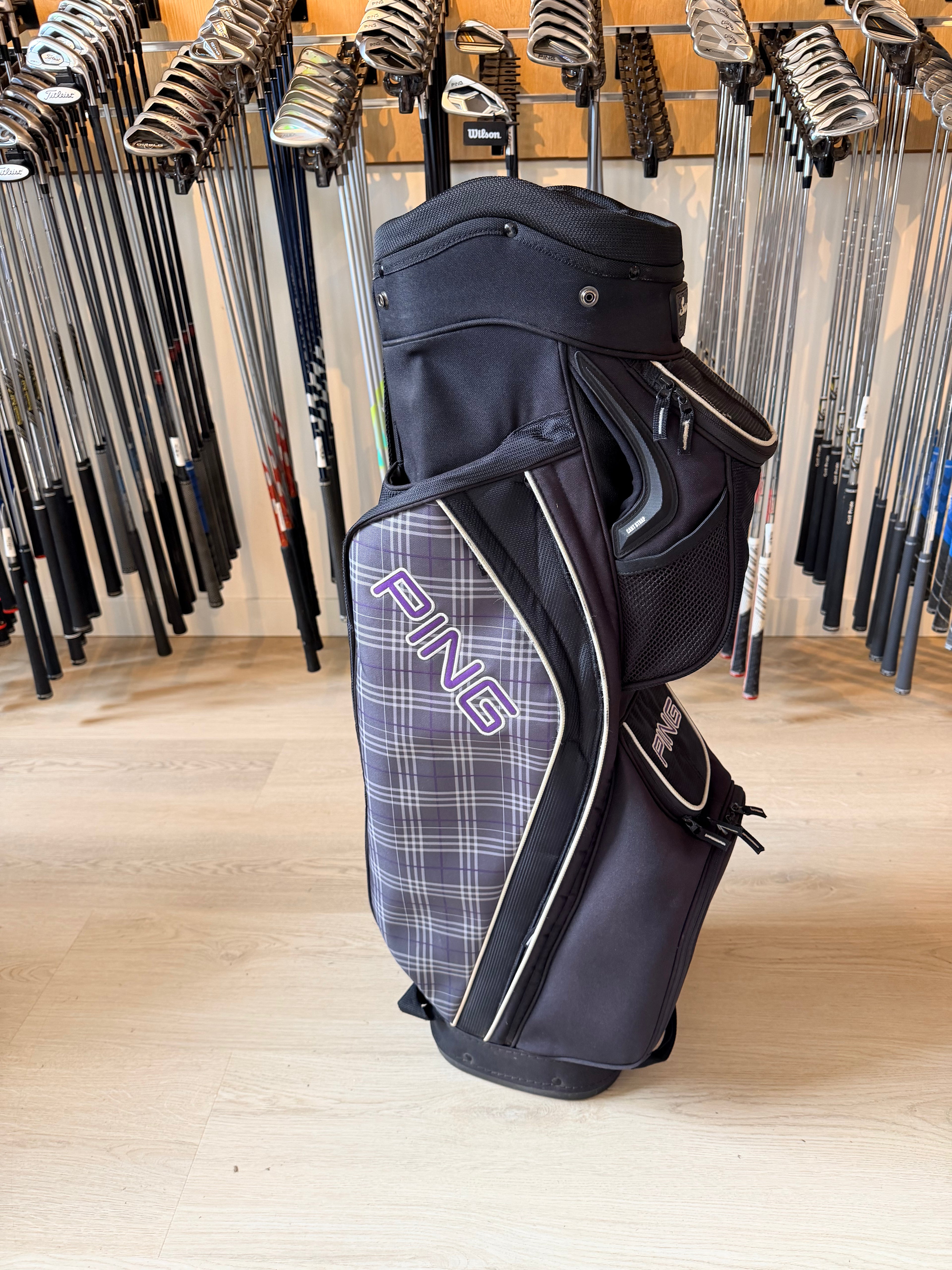 PING Serene Cartbag – Zwart/Paars – 14-Vaks