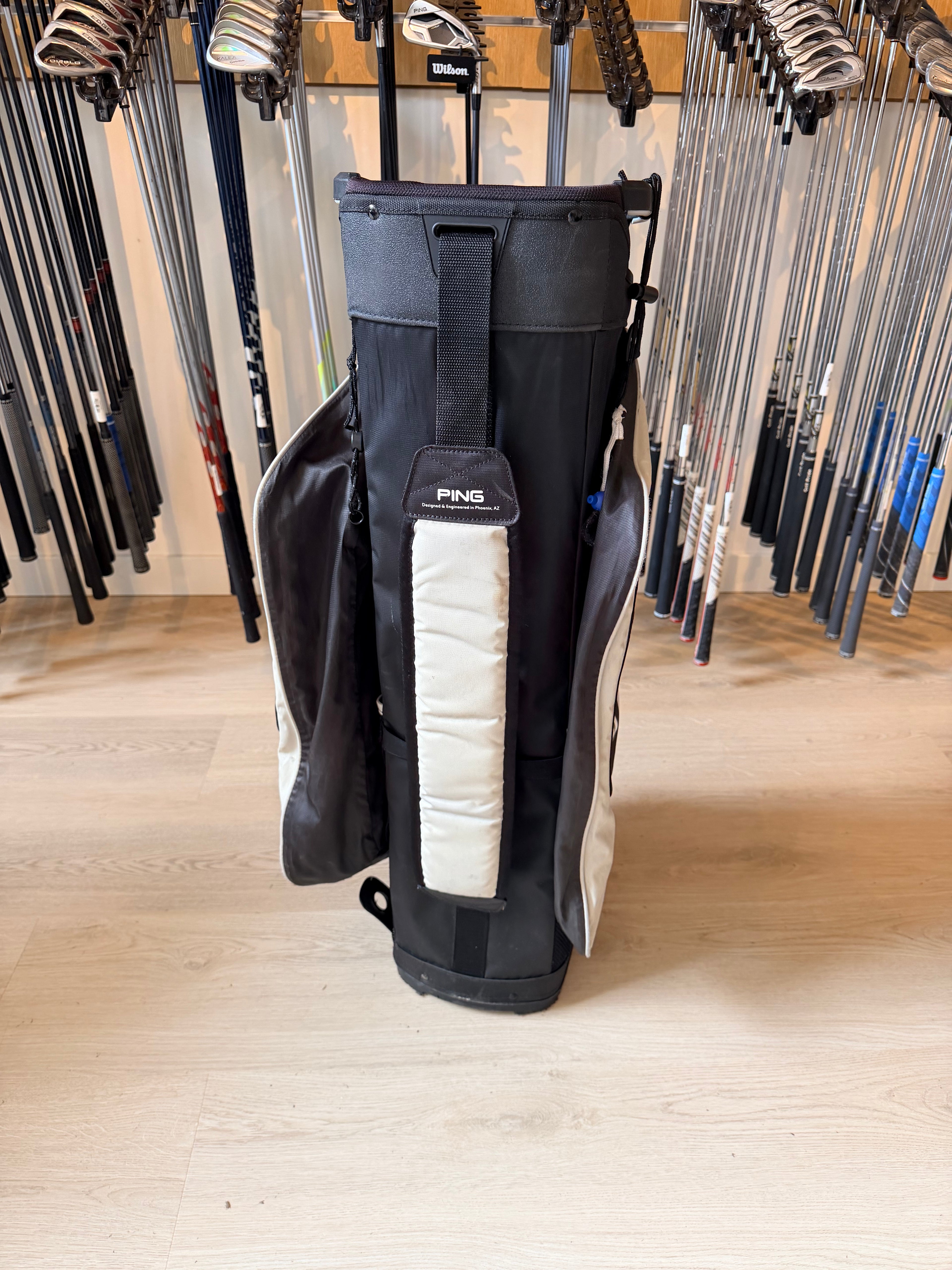 PING Pioneer Monsoon Cartbag – Zwart/Wit – 14-Vaks