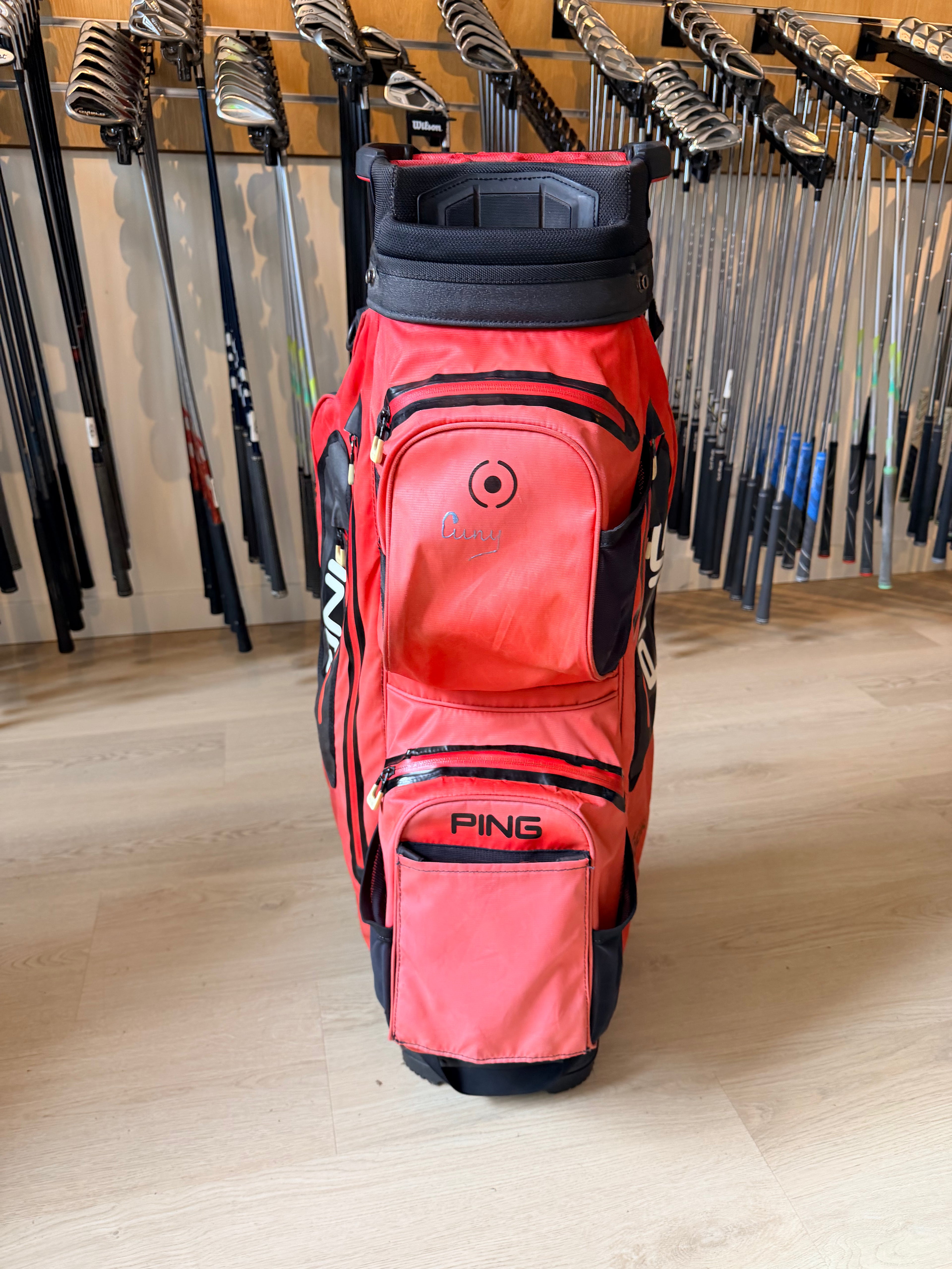 PING Pioneer Monsoon Cartbag – Rood/Zwart – 14-Vaks