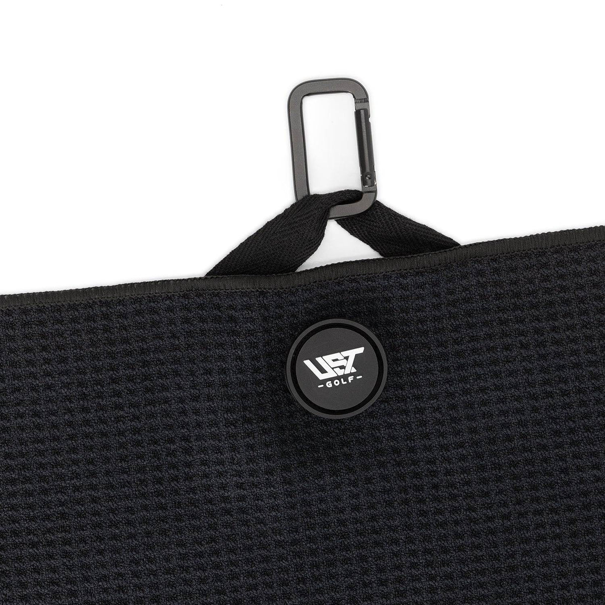 Witte, zwarte of grijze UST Premium magnetische golfhanddoek van Thom's Golfgear, bevestigt aan golfclubs voor droog en schoon spel