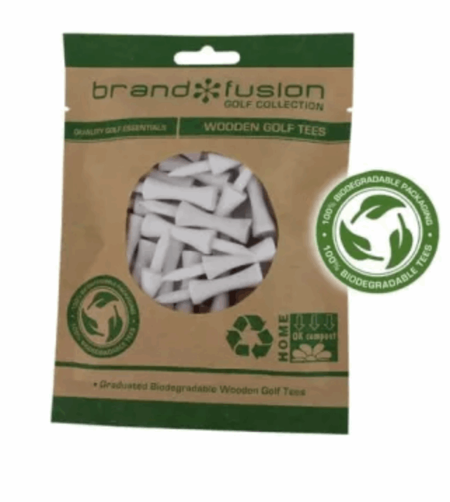 Brand Fusion Biodegradable Wooden Golf Tees 20 pack (Diverse Maten) - Thom's Golfgear