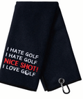 Golf Handdoek “Nice Shot” – Zwart - Thom's Golfgear