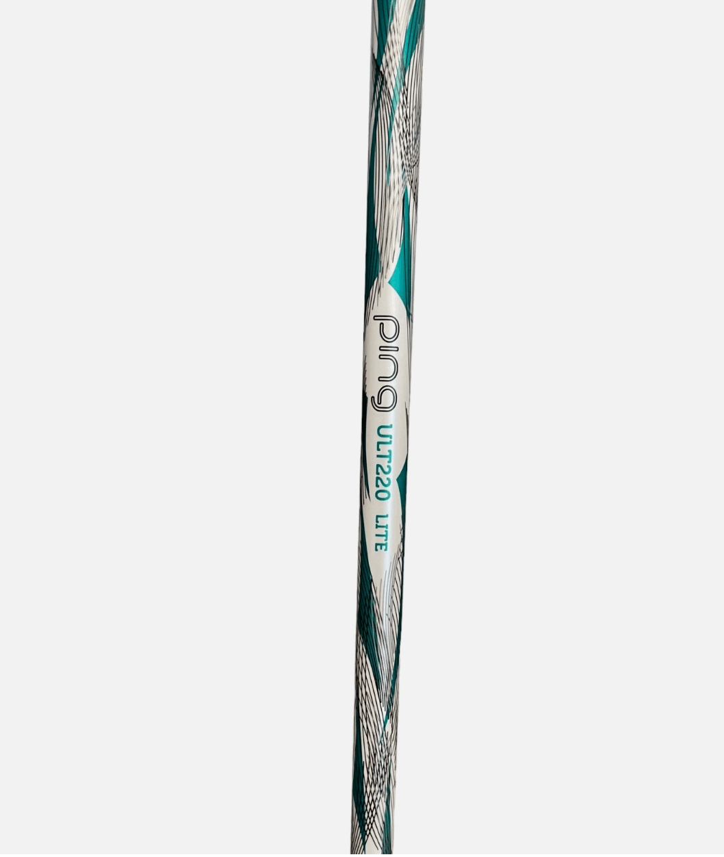 PING ULT 220 Lite drivershaft met PING adapter, lichte flex, geschikt voor golfclubs, getoond in Thom's Golfgear afbeelding