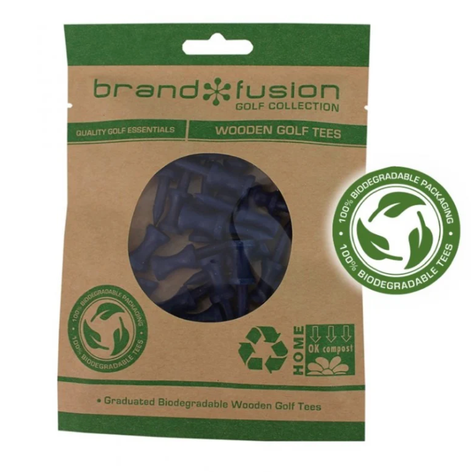 Brand Fusion Biodegradable Wooden Golf Tees 20 pack (Diverse Maten)
