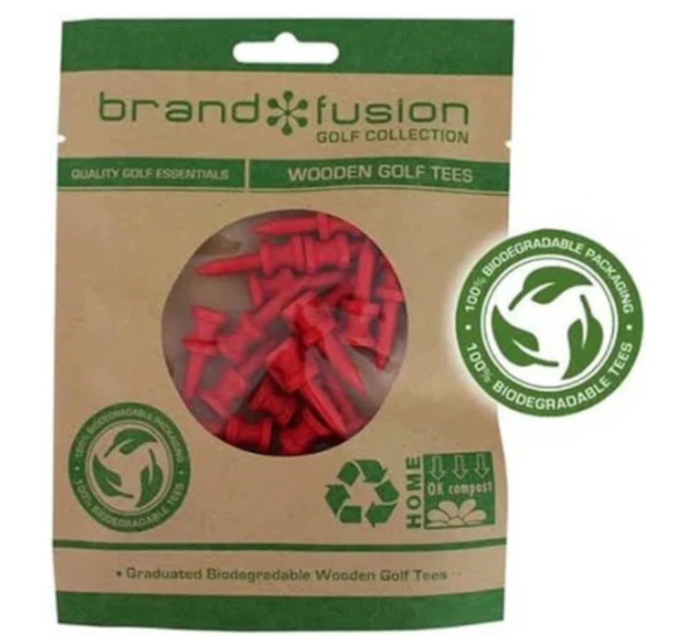 Brand Fusion Biodegradable Wooden Golf Tees 20 pack (Diverse Maten)