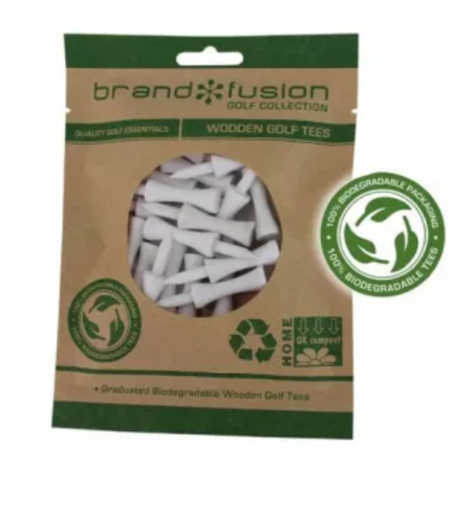 Brand Fusion Biodegradable Wooden Golf Tees 20 pack (Diverse Maten)
