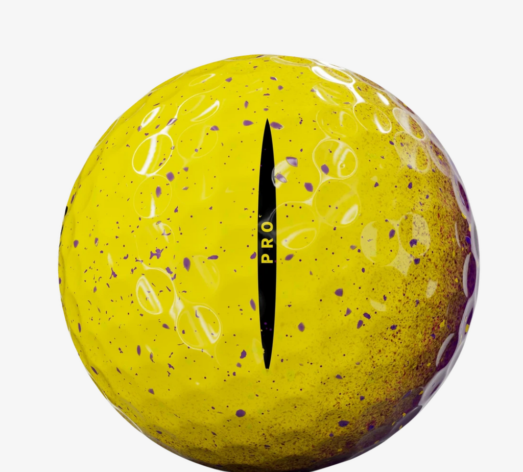 Twaalf Thom's Golfgear Vice Pro Royal Gold golfballen met gouden en blauwe details, geschikt voor golfspelers